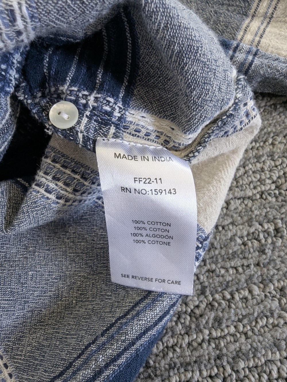 FRNCH Paris Camassia Plaid Woven Ruffle Button Up Shirt Blue Pearl - Picture 10 of 11